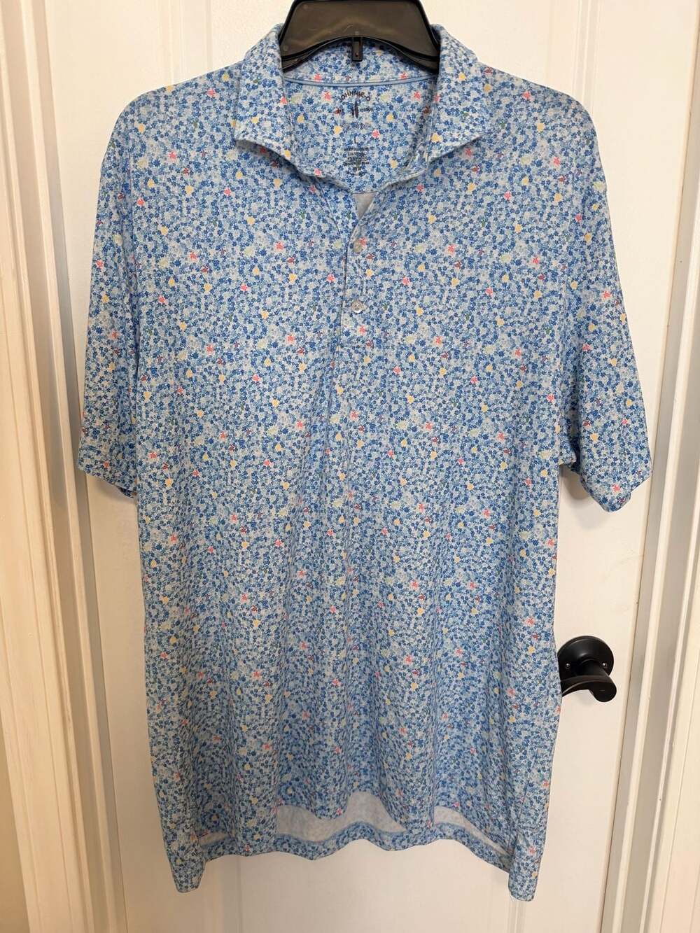 johnnie-O Polo Size L Blue Floral